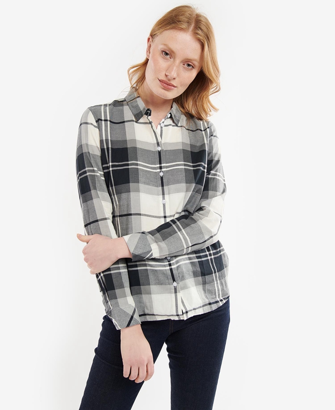 Camisas Barbour Bredon Mujer Negros Grises | 743169-QNI