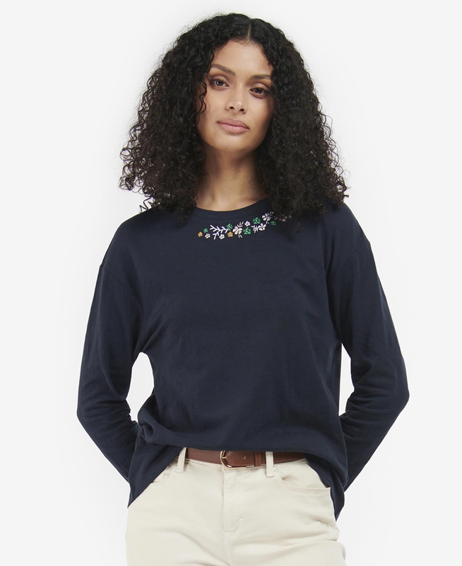 Camiseta Barbour Amberley Mujer Azul Marino | 014826-TRJ