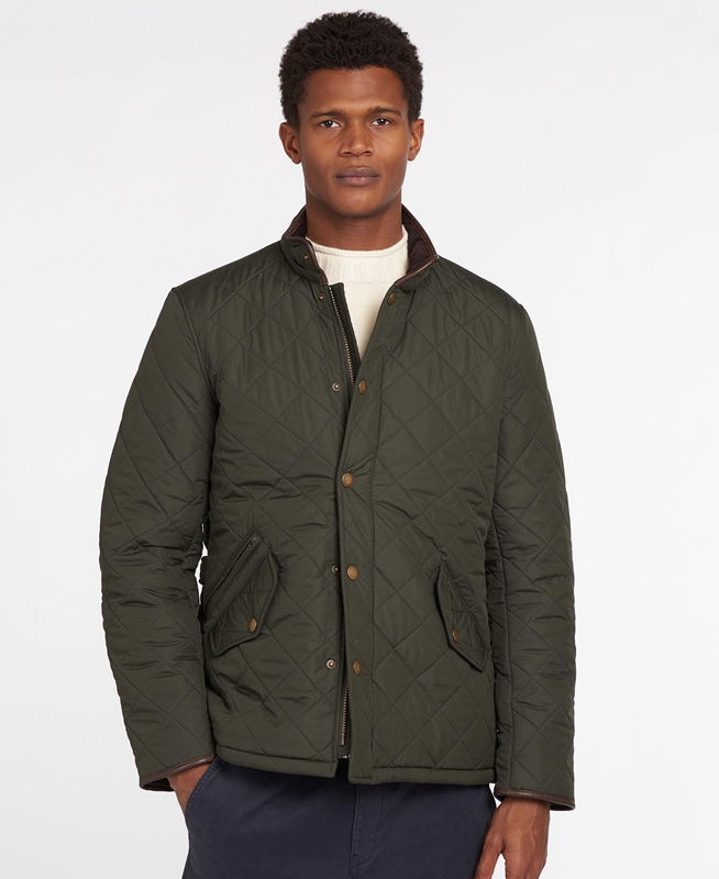 Chaqueta Acolchada Barbour Powell Hombre Verde Oliva | 327801-UAW