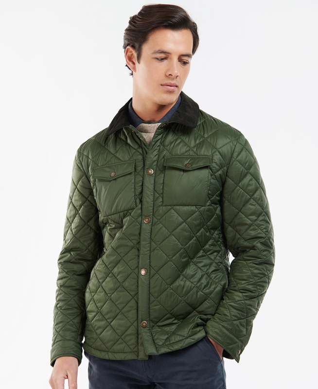 Chaqueta Acolchada Barbour Shirt Hombre Verdes | 681720-QWB