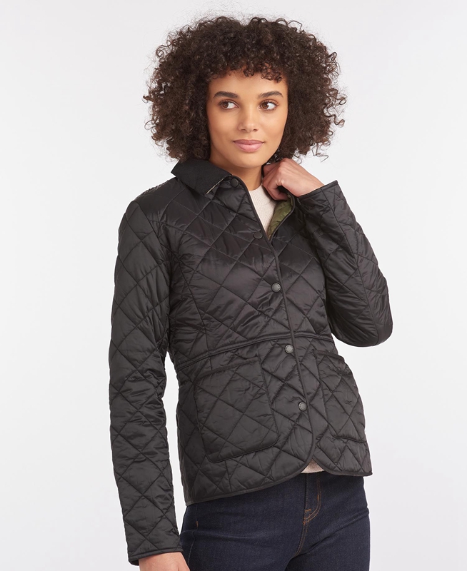 Chaqueta Acolchada Barbour Steppjacke Deveron Mujer Negros | 367512-HAL