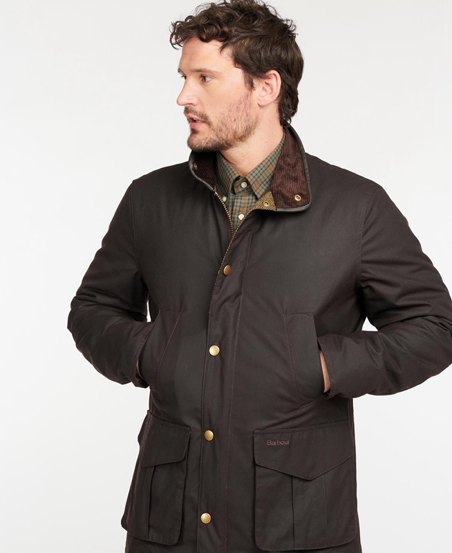 Chaqueta Encerada Barbour Hereford Hombre Marrom | 192563-ZWU