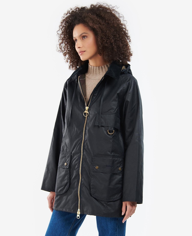 Chaqueta Encerada Barbour Highclere Mujer Negros | 362497-YIN