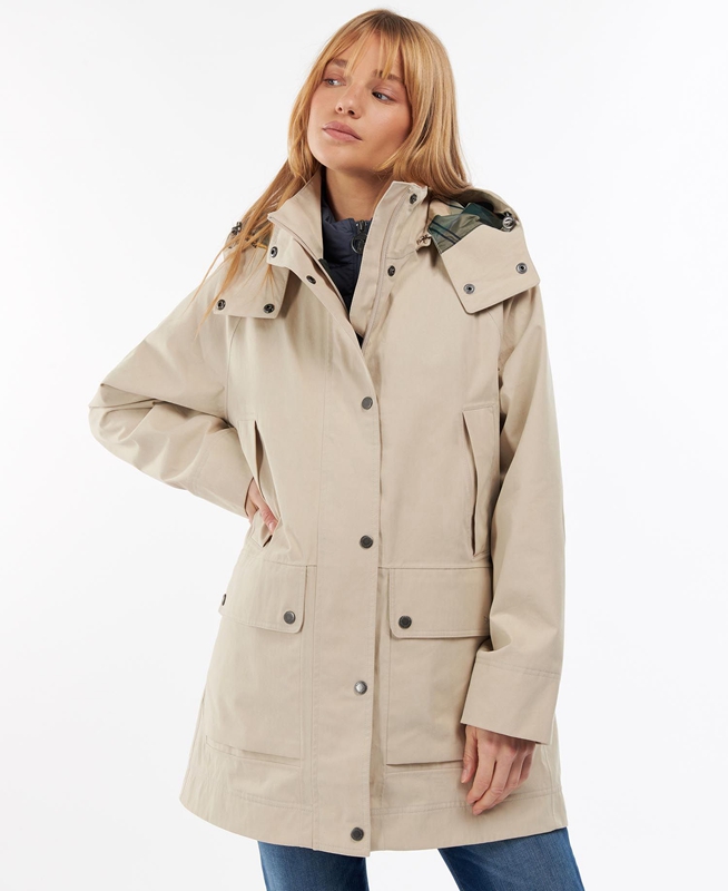 Chaqueta Impermeable Barbour Clary Mujer Beige | 296503-QVZ