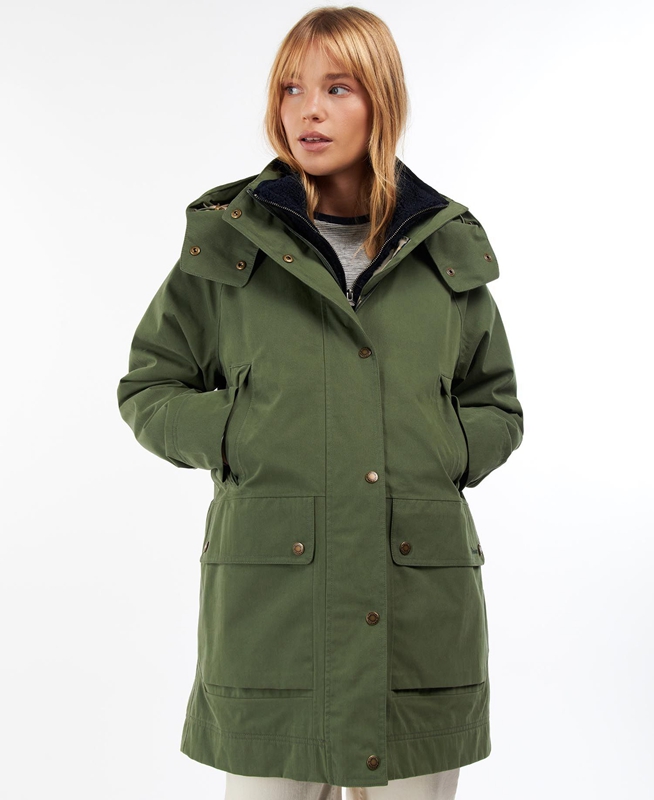 Chaqueta Impermeable Barbour Clary Mujer Verdes | 745918-JZR