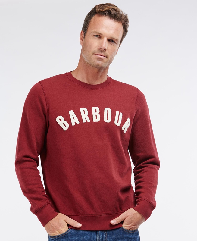 Sudaderas Barbour Prep Logo Crew Hombre Rojos | 847231-PDV