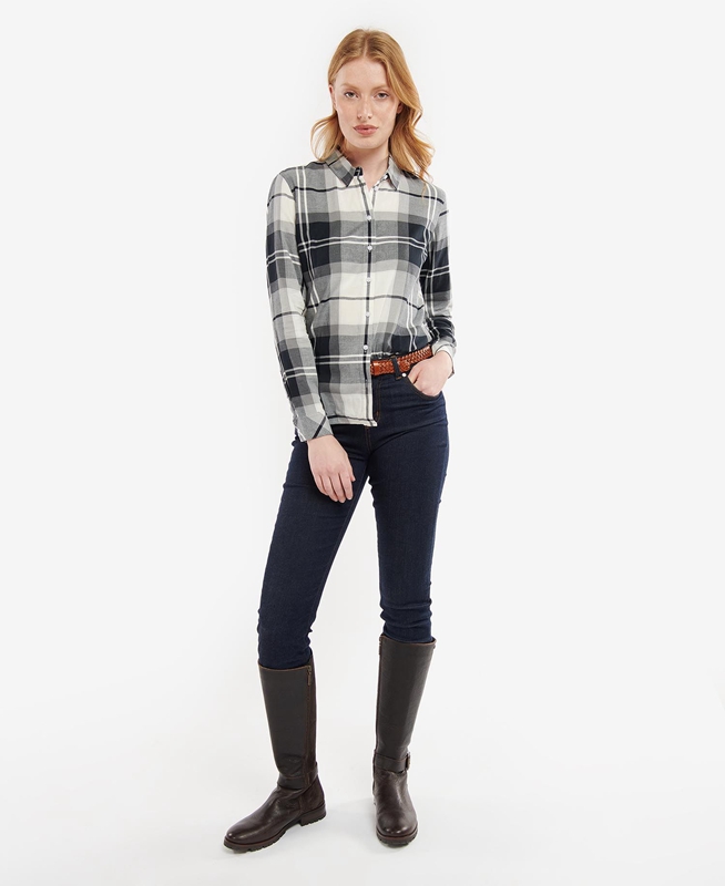 Camisas Barbour Bredon Mujer Negros Grises | 743169-QNI