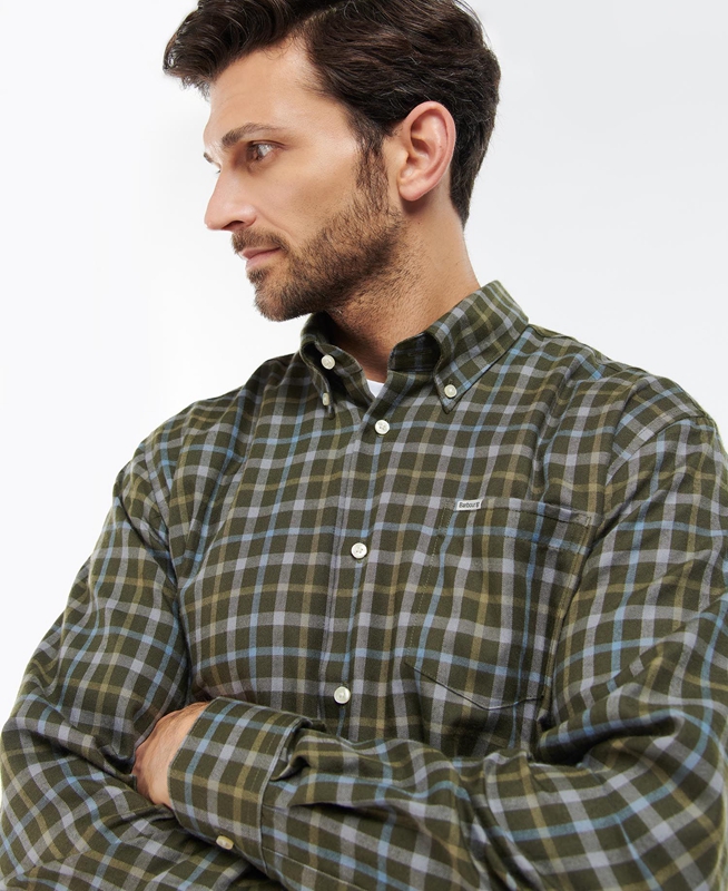 Camisas Barbour Coll Thermo Hombre Verde Oliva | 809632-AVW