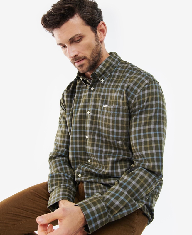 Camisas Barbour Coll Thermo Hombre Verde Oliva | 809632-AVW