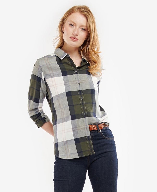 Camisas Barbour Moorland Mujer Verde Oliva | 706835-KYZ