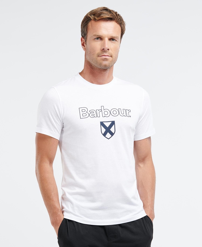 Camiseta Barbour Cameron Hombre Blancos | 765493-WFY