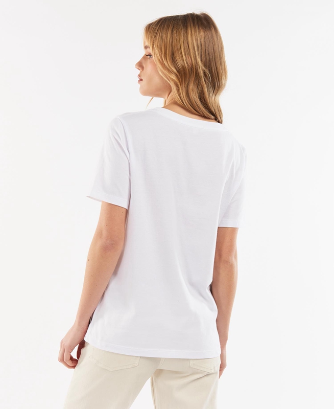 Camiseta Barbour Explorer Marley Mujer Blancos | 852374-TDA