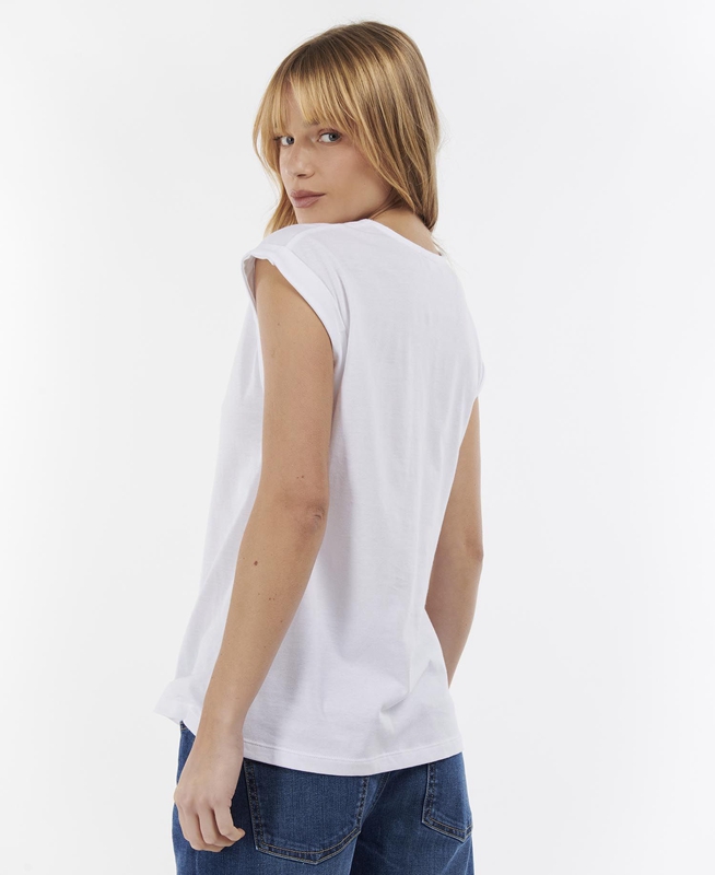 Camiseta Barbour Fairburn Mujer Blancos | 519834-HUT