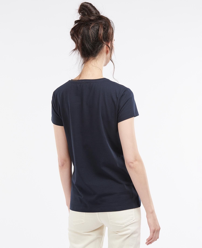 Camiseta Barbour Rowen Mujer Azul Marino | 819265-GYQ