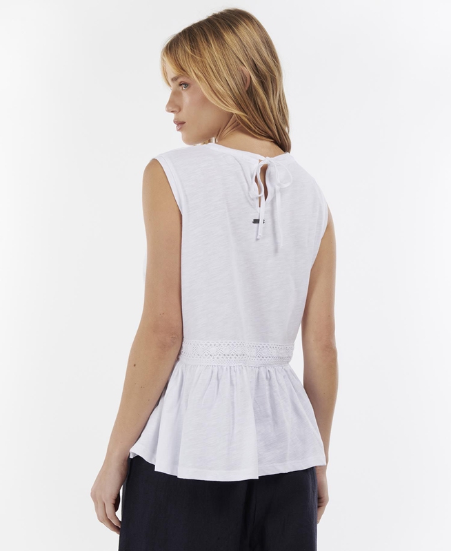 Camiseta Barbour Willow Top Mujer Blancos | 574913-AXO