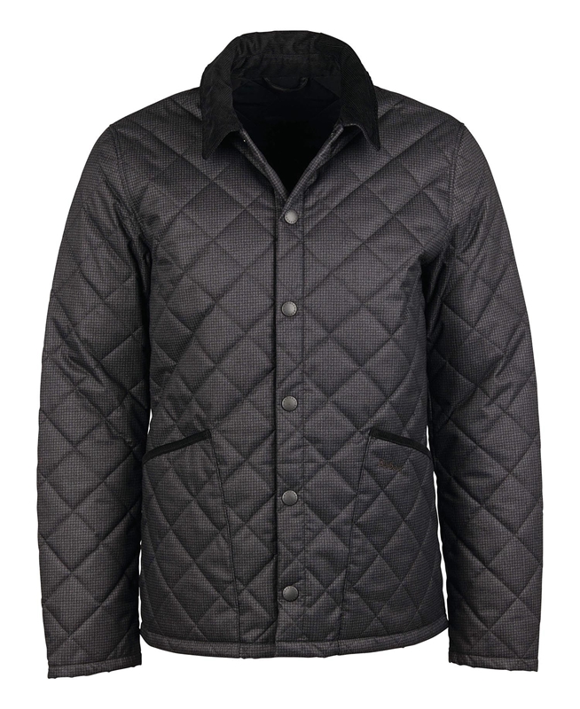 Chaqueta Acolchada Barbour Checked Heron Hombre Negros | 896501-GYF