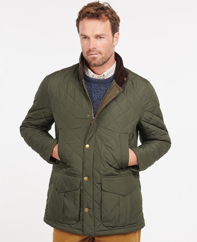 Chaqueta Acolchada Barbour Devon Hombre Verdes | 218043-FTQ