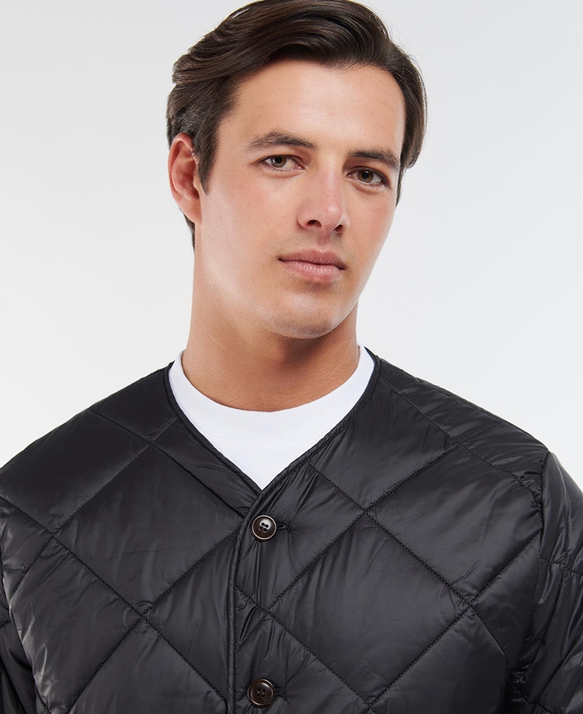 Chaqueta Acolchada Barbour Liddesdale Cardigan Hombre Negros | 948365-HIU