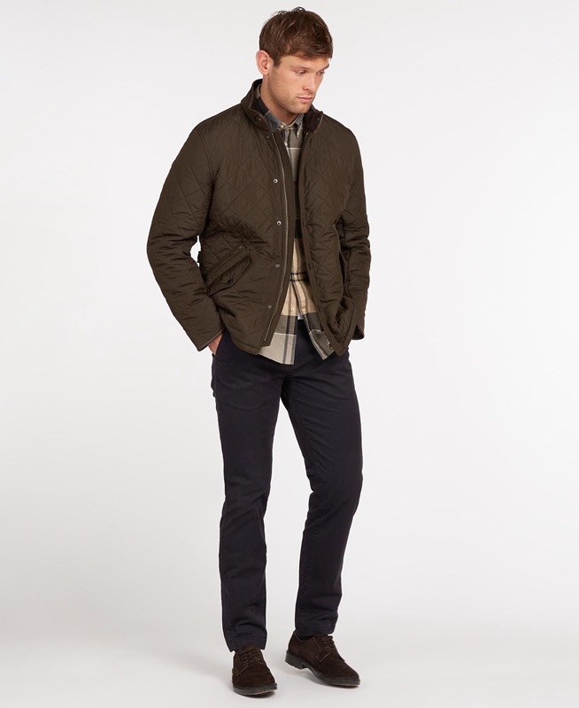 Chaqueta Acolchada Barbour Powell Hombre Verde Oliva | 185092-GLW