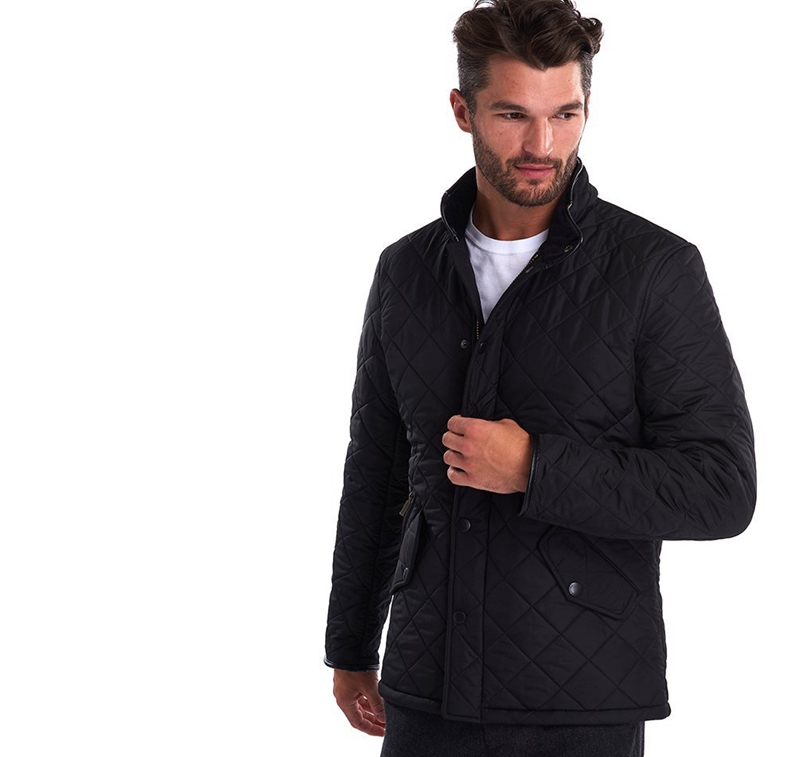 Chaqueta Acolchada Barbour Powell Hombre Negros | 827645-AWN