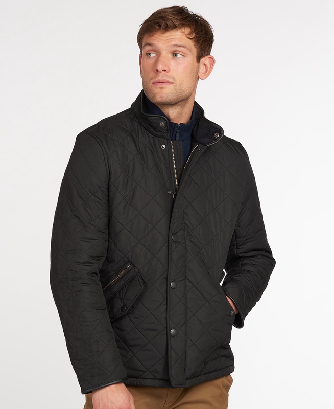 Chaqueta Acolchada Barbour Powell Hombre Negros | 827645-AWN