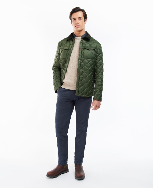 Chaqueta Acolchada Barbour Shirt Hombre Verdes | 681720-QWB