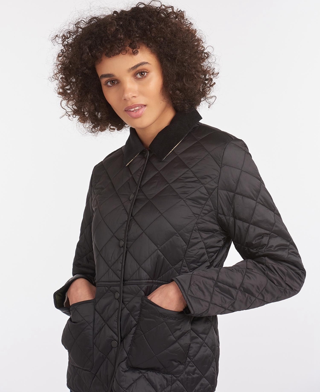 Chaqueta Acolchada Barbour Steppjacke Deveron Mujer Negros | 367512-HAL