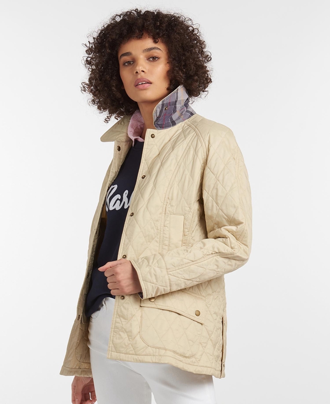 Chaqueta Acolchada Barbour Summer Beadnell Mujer Creme | 507921-SXI