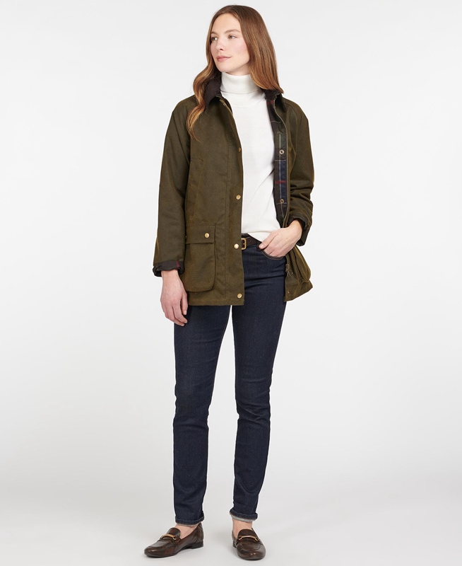 Chaqueta Encerada Barbour Acorn Waxed Algodon Mujer Verdes | 238540-GDF