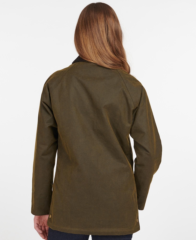 Chaqueta Encerada Barbour Acorn Waxed Algodon Mujer Verdes | 238540-GDF