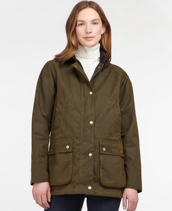 Chaqueta Encerada Barbour Acorn Waxed Algodon Mujer Verdes | 238540-GDF