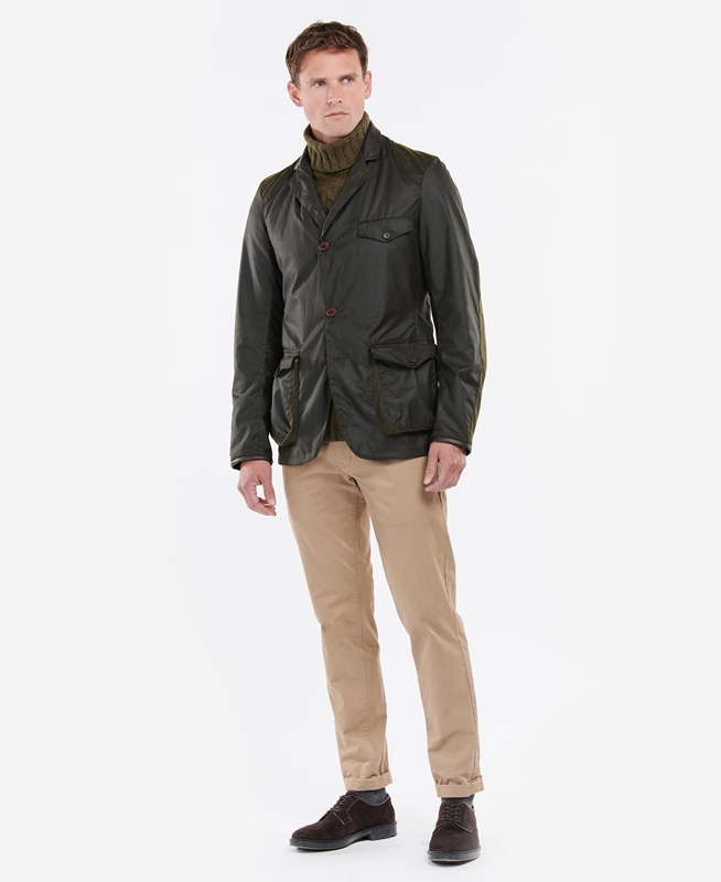 Chaqueta Encerada Barbour Beacon Sports Hombre Verde Oliva | 985416-KEQ