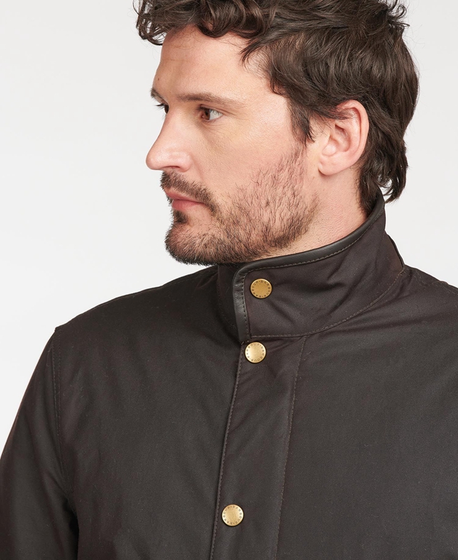 Chaqueta Encerada Barbour Hereford Hombre Marrom | 192563-ZWU