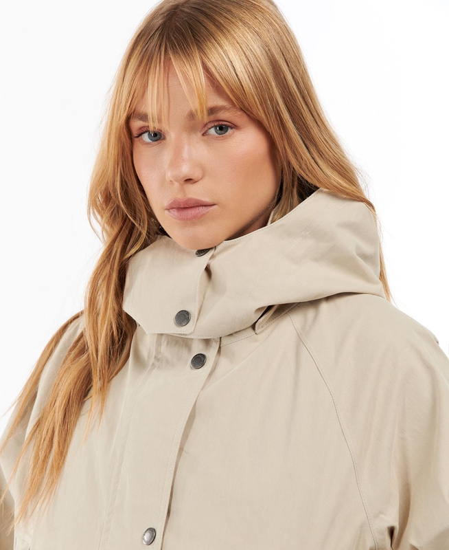 Chaqueta Impermeable Barbour Clary Mujer Beige | 296503-QVZ