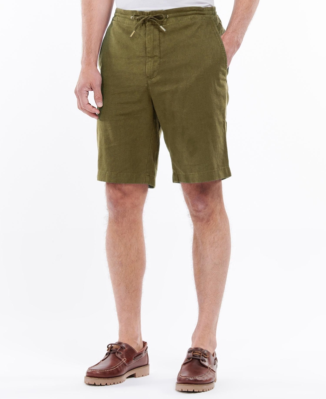 Pantalones Barbour Linen Algodon Mix Hombre Verdes | 093867-BZK