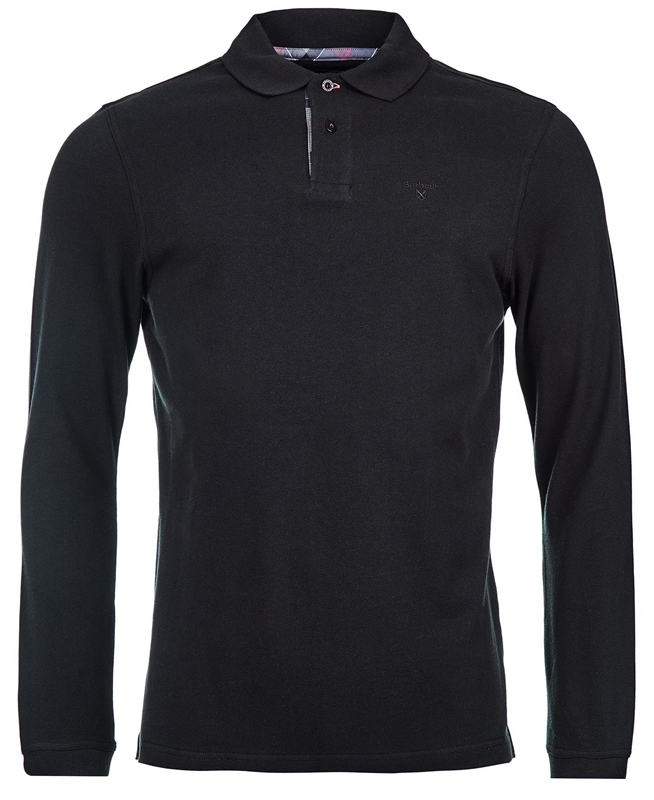 Polo shirts Barbour Essential Langarmshirt Sports Hombre Negros | 084516-TAC