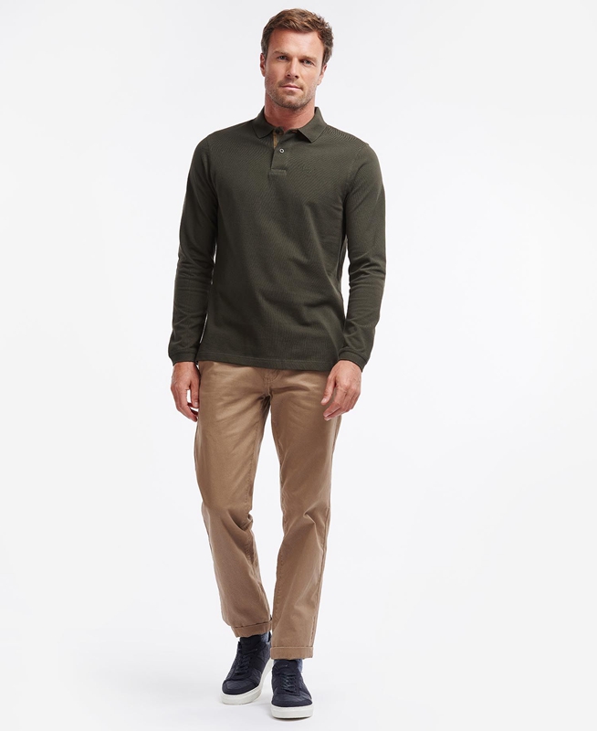 Polo shirts Barbour Essential Langarmshirt Sports Hombre Verdes | 452671-HXZ