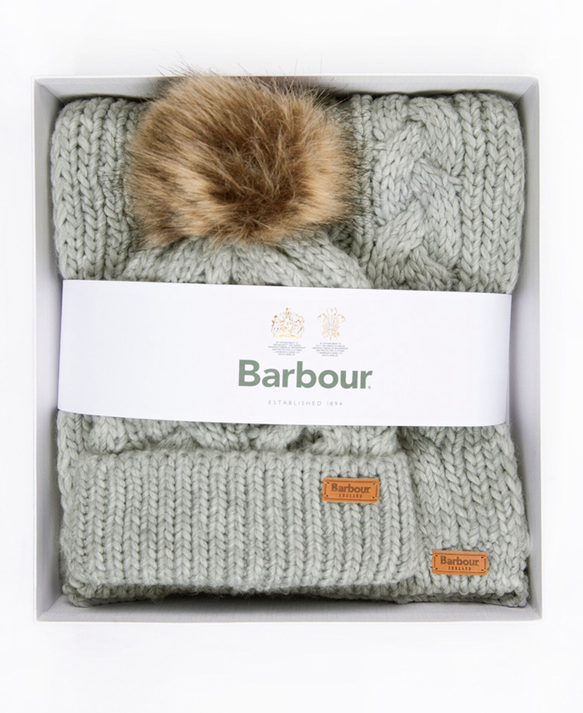 Sombreros Barbour Penshaw Beanie & Scarf Set Mujer Grises | 740562-VYC